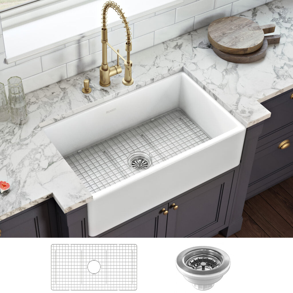 33" Fireclay Reversible Single Basin Farmhouse Sink