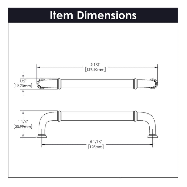 Cottage Pull 5-1/16 Inch (128mm) Center to Center Satin Nickel