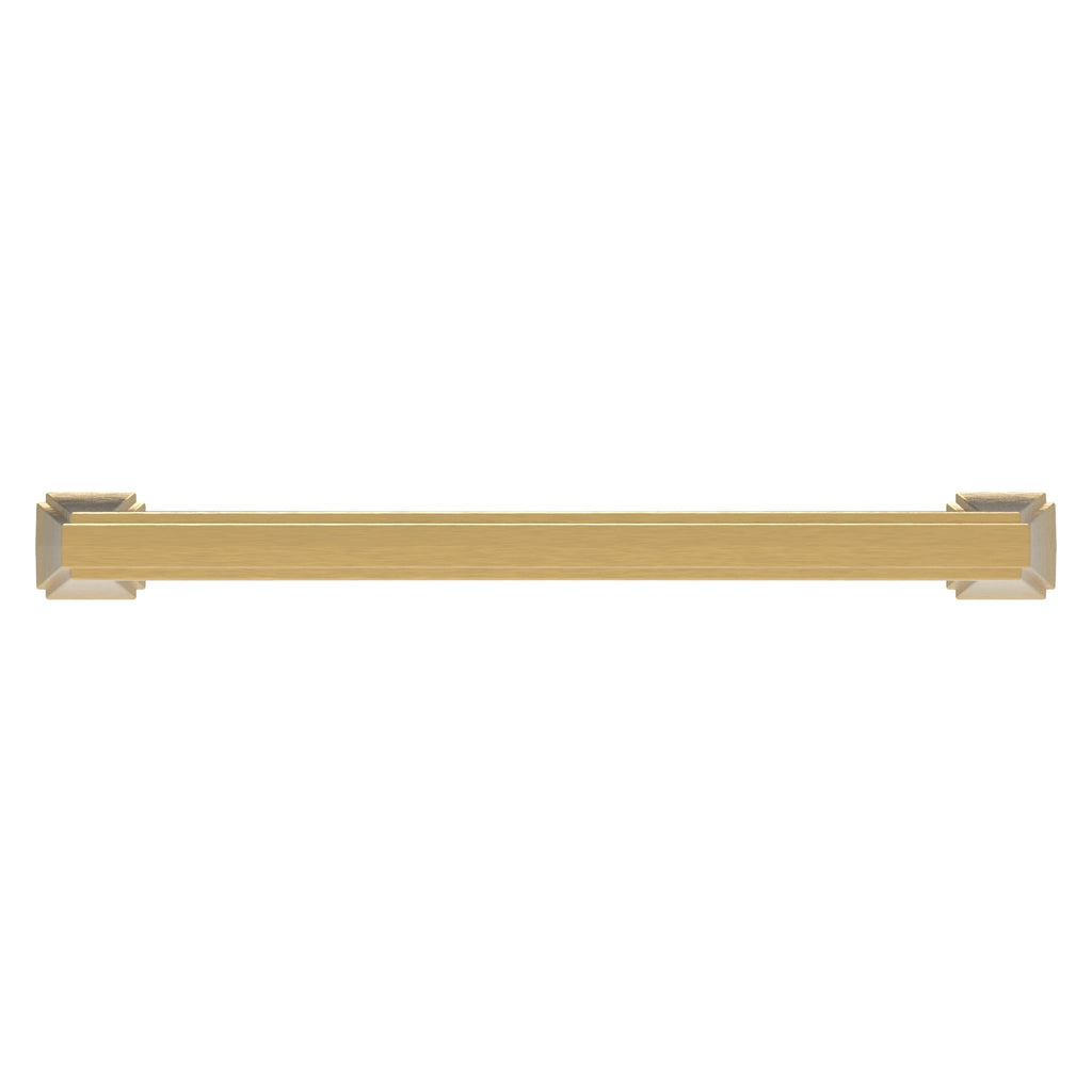 Bridges Pull 6-5/16 Inch (160mm) Center to Center Brushed Golden Brass Finish