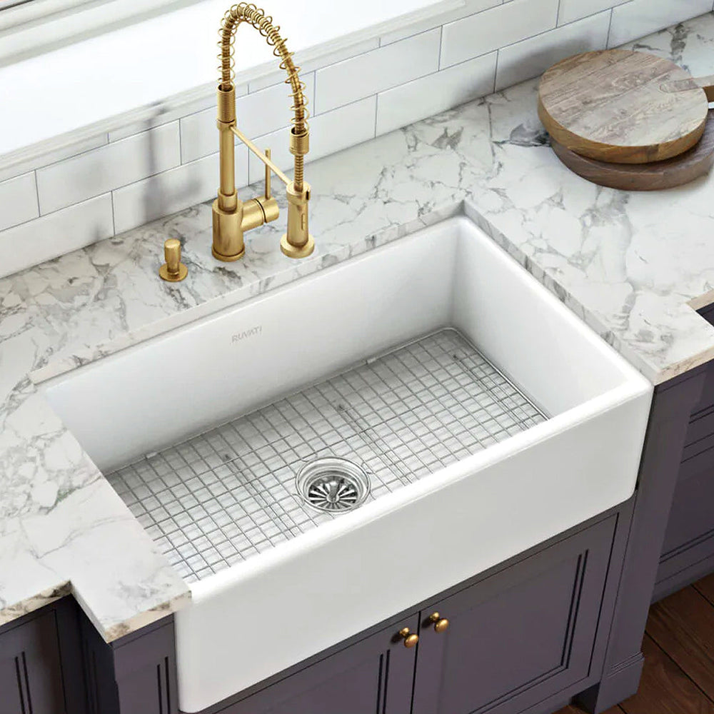 Fireclay Farmhouse 33x20 Reversible Single Bowl White