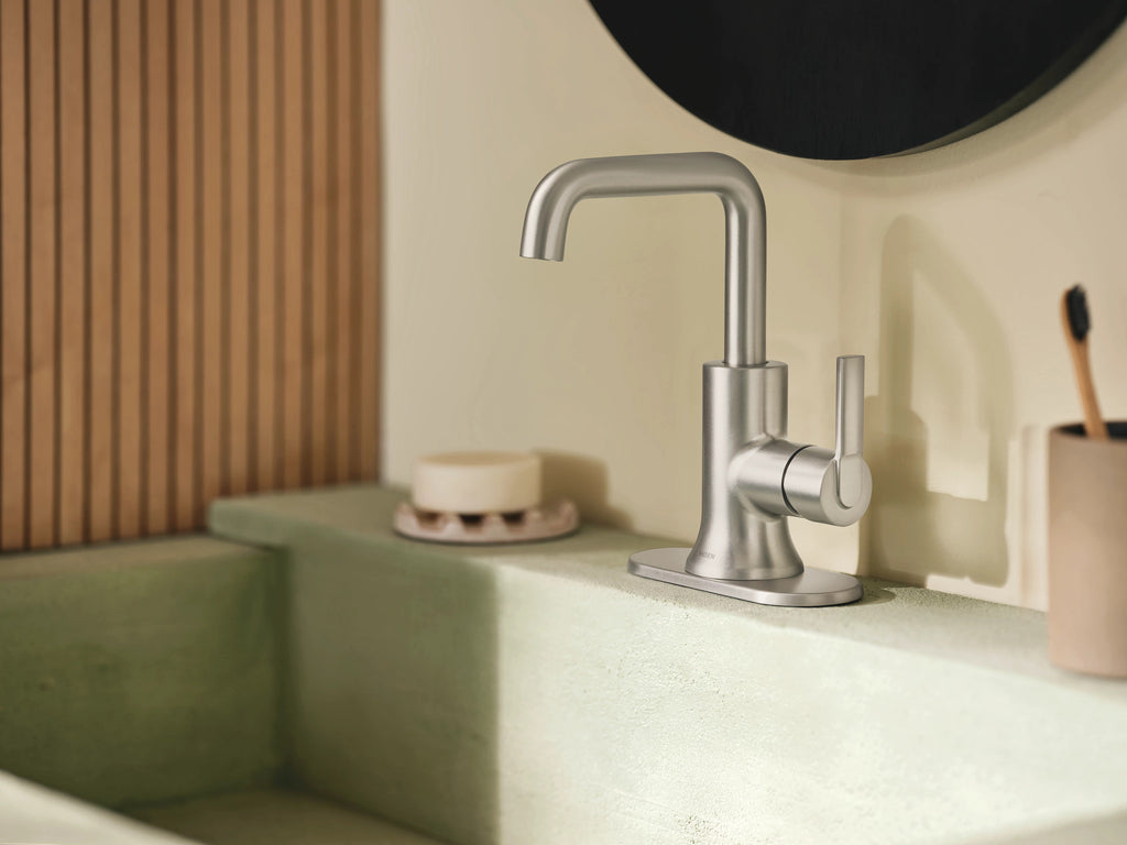 MOEN® Zyla™  One-Handle Spot Resist Brushed Nickel High-Arc Bathroom Faucet