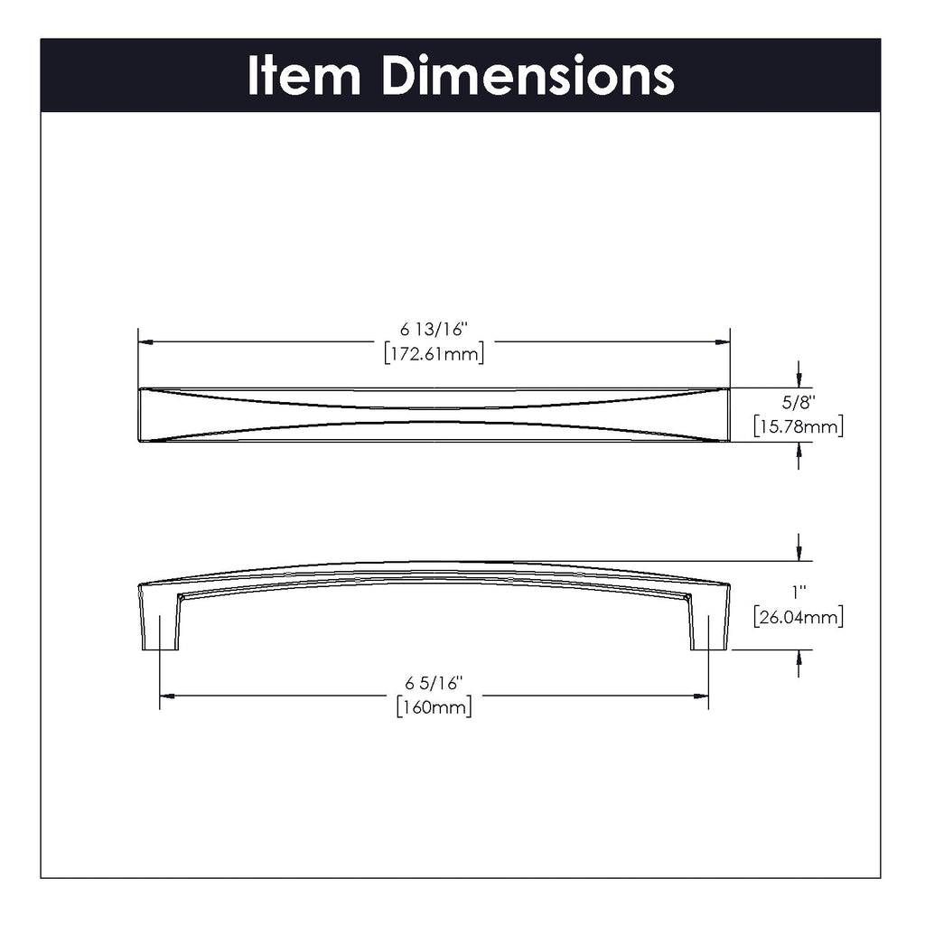 Crest Pull 6-5/16 Inch (160mm) Center to Center Satin Nickel Finish