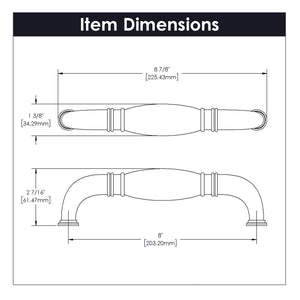 Williamsburg Appliance Pull 8 Inch Center to Center Black Nickel Vibed