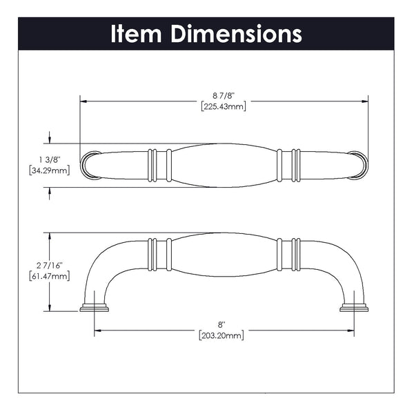 Williamsburg Appliance Pull 8 Inch Center to Center Black Nickel Vibed