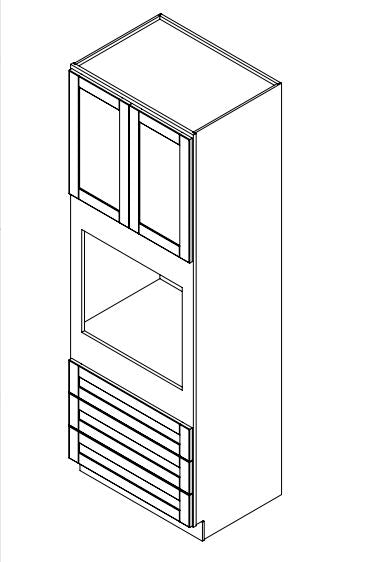 Platinum Grey Shaker 33 in. x 24 in. x 90 in. Double Oven Cabinet