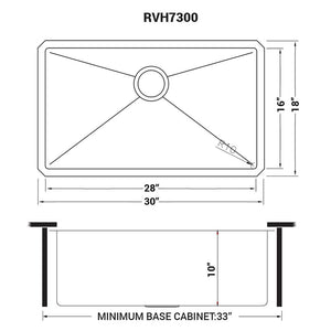 30-inch Undermount 16 Gauge Stainless Steel Sink Single Bowl