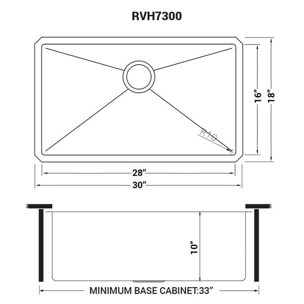 30-inch Undermount 16 Gauge Stainless Steel Sink Single Bowl