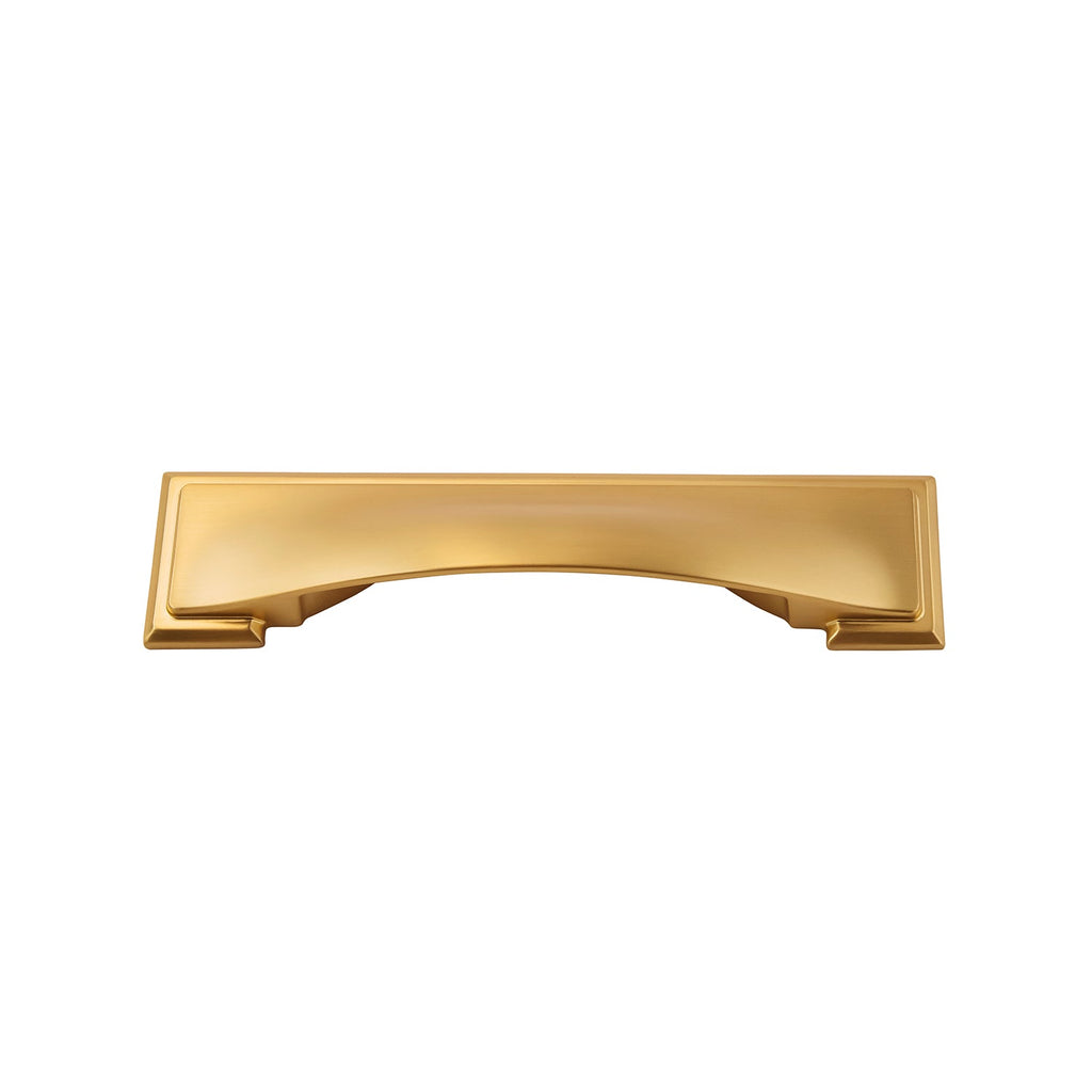 Dover Cup Pull 3 Inch, 3-3/4 Inch (96mm) & 5-1/16 Inch (128mm) Center to Center Brushed Golden Brass Finish