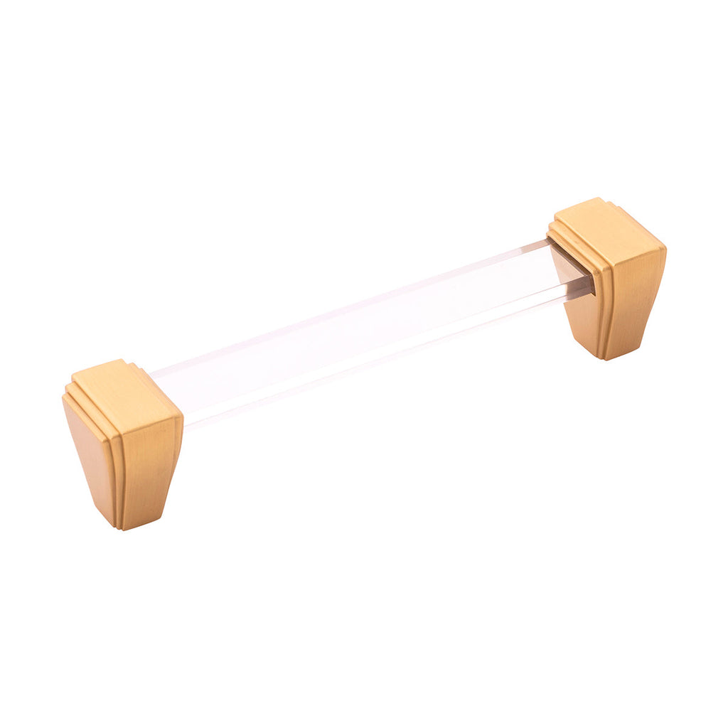 Belleclaire Pull 5-1/16 Inch (128mm) Center to Center Crysacrylic with Brushed Golden Brass Finish