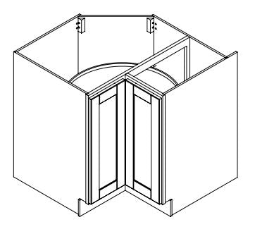 Platinum Grey 36 in. Wide x 24 in. Deep x 34.5 in. Tall - Corner Base Shaker Cabinet w/ Lazy Susan