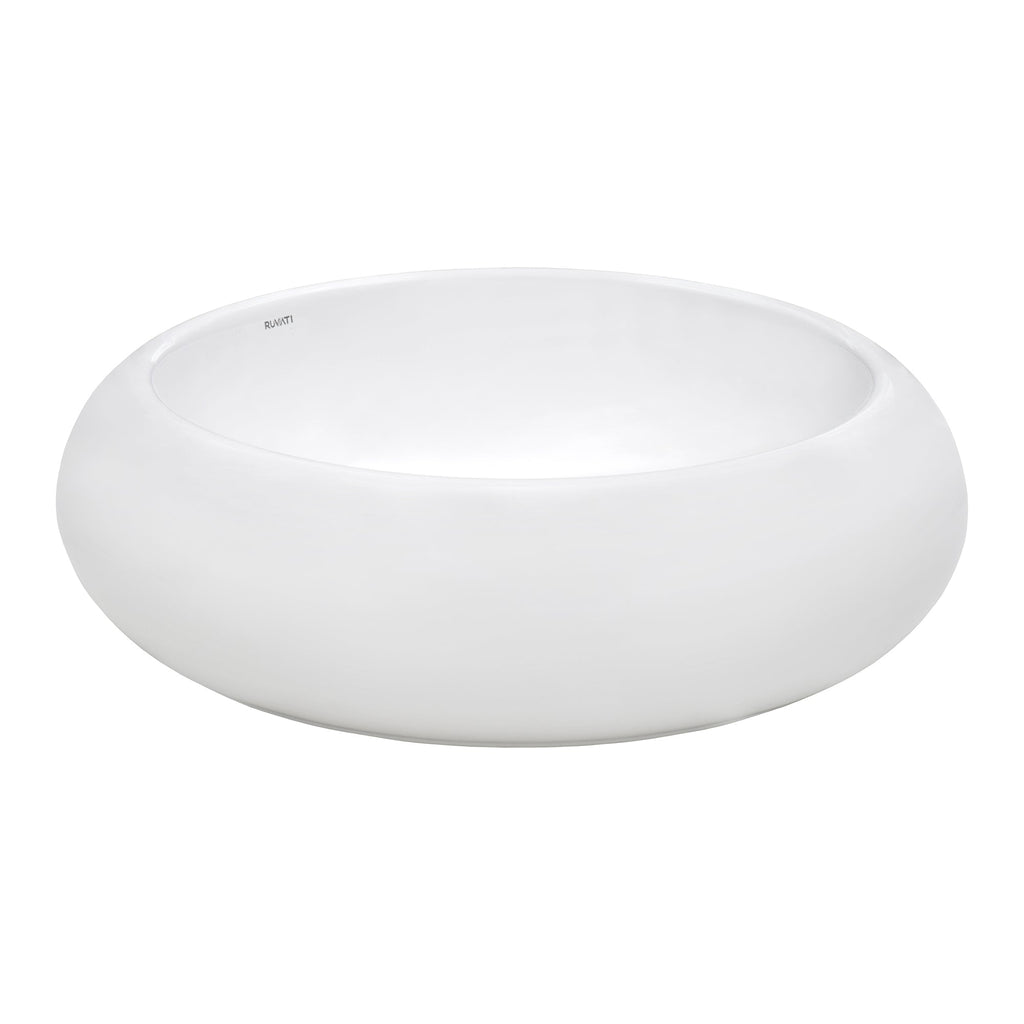 18 '' Round Bathroom Vessel Sink White Above Vanity Counter Circular Porcelain Ceramic