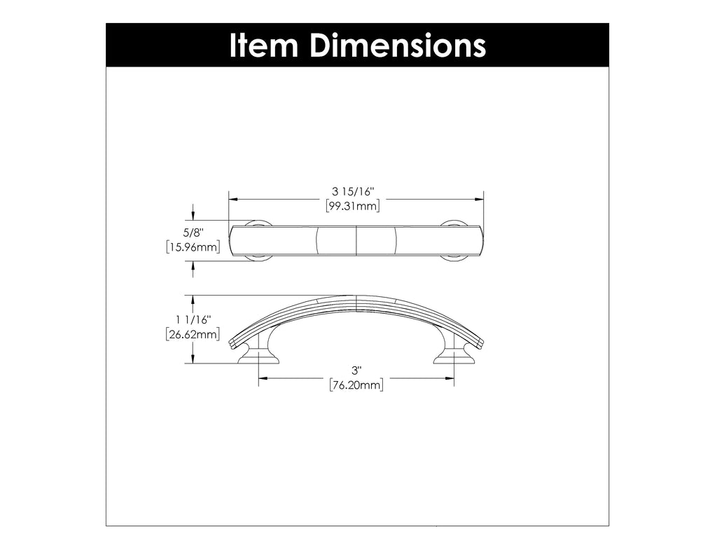 American Diner Pull 3 Inch Center to Center Satin Nickel Finish