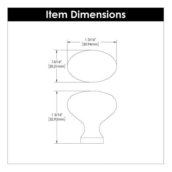 Williamsburg Knob 1-1/4 Inch X 13/16 Inch  Stainless Steel