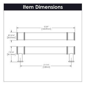 Midway Pull 5-1/16 Inch (128mm) Center to Center Crysacrylic with Matte Black
