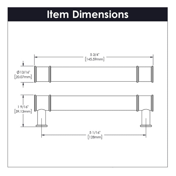 Midway Pull 5-1/16 Inch (128mm) Center to Center Crysacrylic with Matte Black