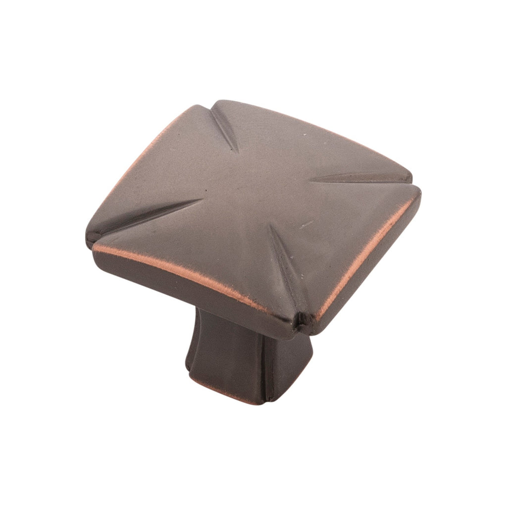 Bridges Knob 1-3/16 Inch Square Oil-Rubbed Bronze Highlighted Finish