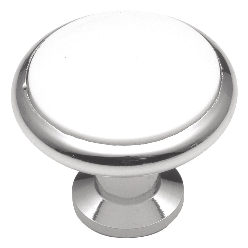 Tranquility Knob 1-5/16 Inch Diameter White Porcelain Chrome Finish