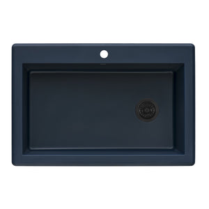Granite Topmount 33 x 22 Offset Drain Single Basin Sink Catalina Blue