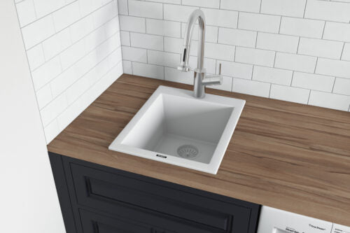 Granite Topmount 16x20 Single Basin Sink Artic White