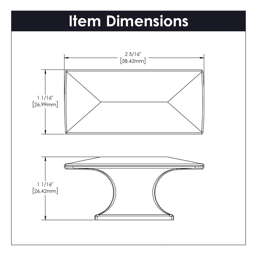 Bungalow Knob 2-5/16 Inch x 1-1/16 Inch Satin Nickel Finish