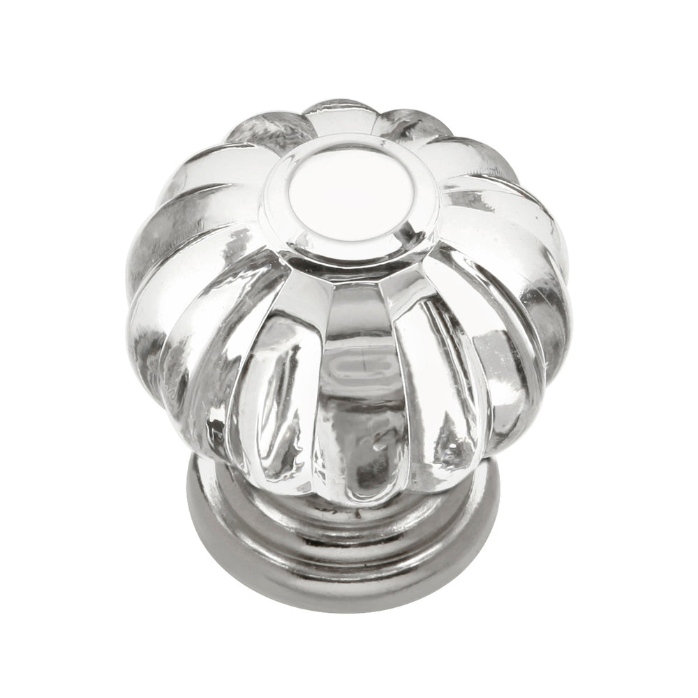 Crystal Palace Knob 1-1/8 Inch Diameter Crysacrylic with Polished Nickel