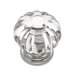 Crystal Palace Knob 1-1/8 Inch Diameter Crysacrylic with Polished Nickel