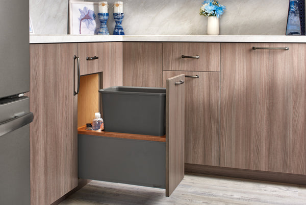 Euro 12'' Pullout Wastebasket Blum Walnut