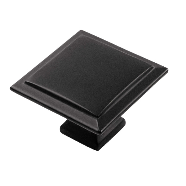 Studio II Knob 1-1/2 Inch Square Matte Black