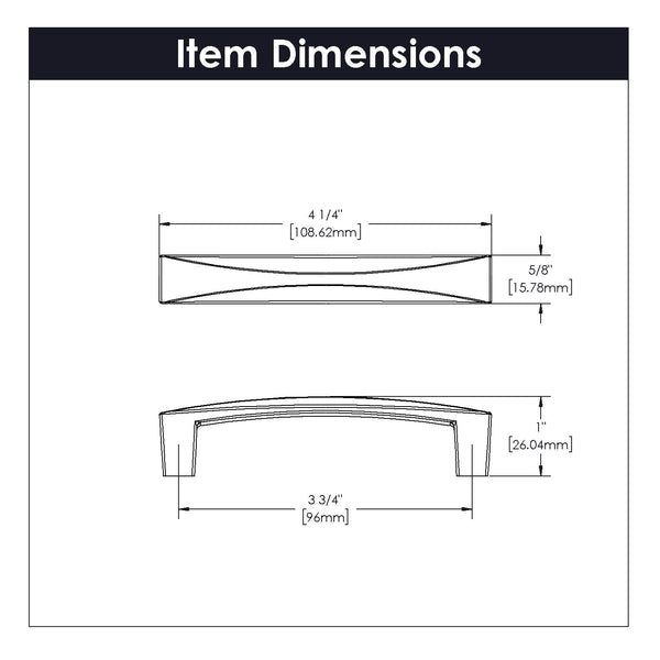 Crest Pull 3-3/4 Inch (96mm) Center to Center Satin Nickel