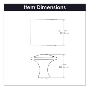 Craftsman Knob 1-1/4 Inch Square Chrome