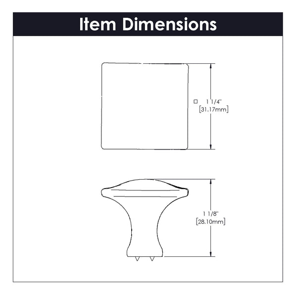 Craftsman Knob 1-1/4 Inch Square Chrome