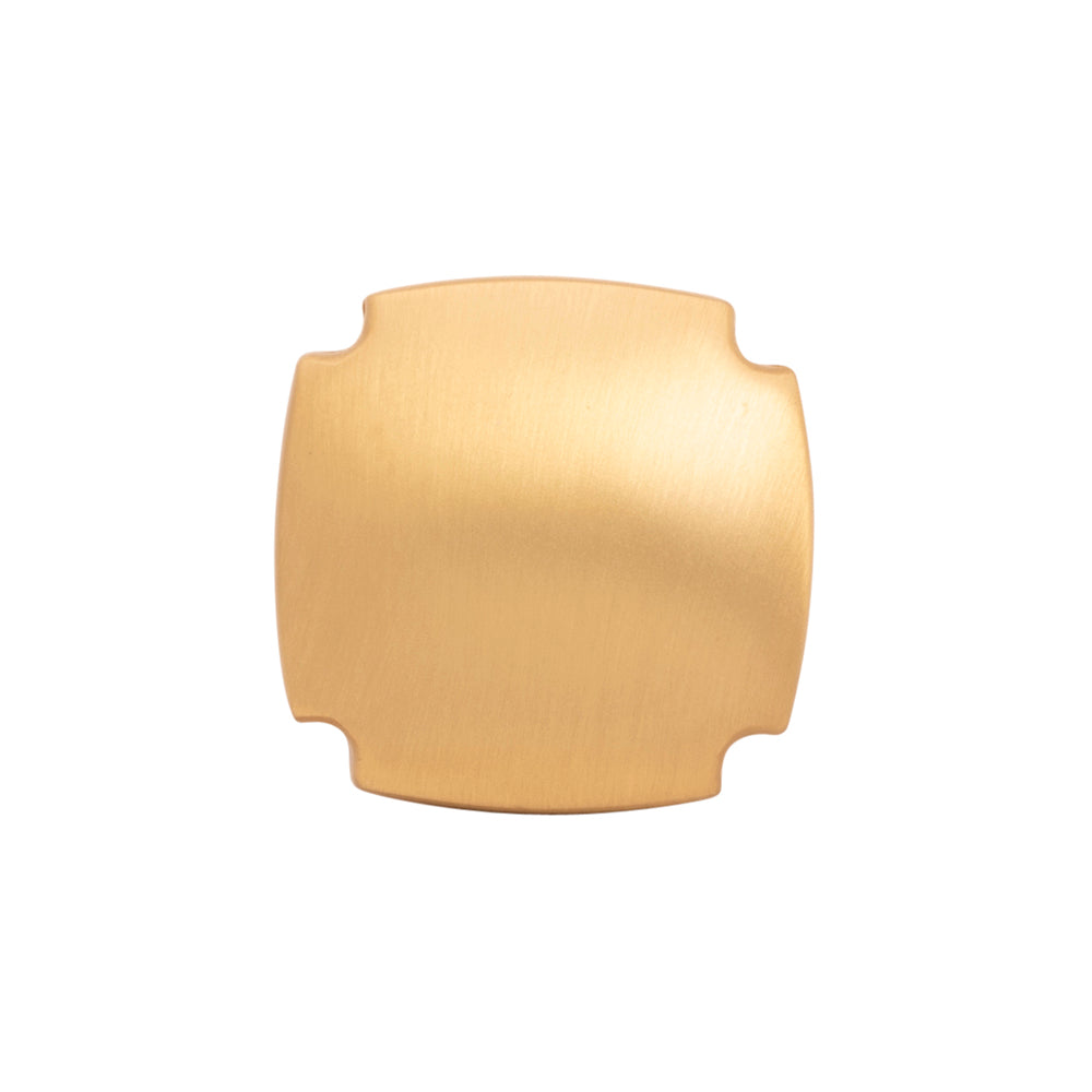 Veranda Knob 1-1/8 Inch Square Brushed Golden Brass