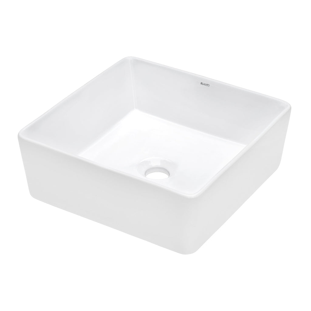 15 x 15 '' Bathroom Vessel Sink White Square Above Counter Porcelain Ceramic