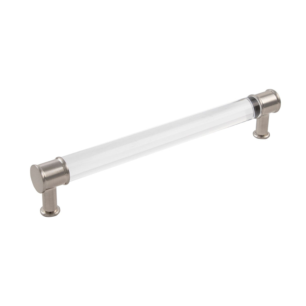Midway Pull 7-9/16 Inch (192mm) Center to Center Crysacrylic with Satin Nickel Finish