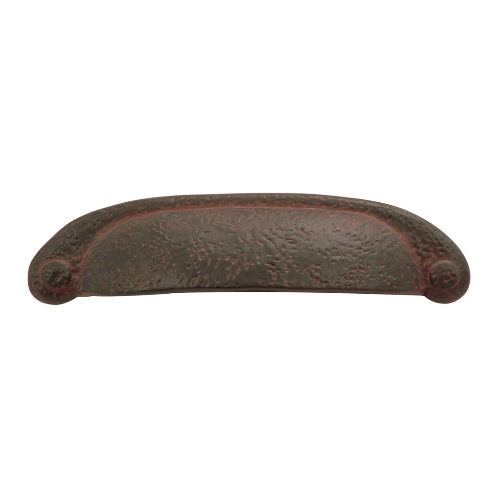 Refined Rustic Cup Pull 3 Inch & 3-3/4 Inch (96mm) Center to Center Rustic Iron Finish