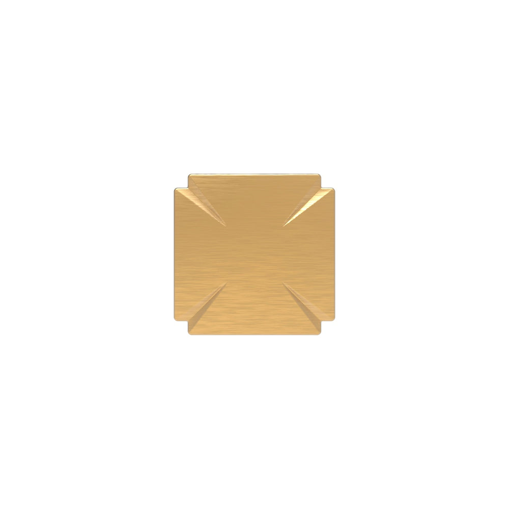 Bridges Knob 1-3/16 Inch Square Brushed Golden Brass