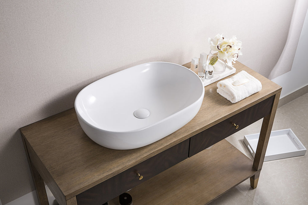 24 x 16 '' Bathroom Vessel Sink White Oval Above Vanity Countertop Porcelain Ceramic