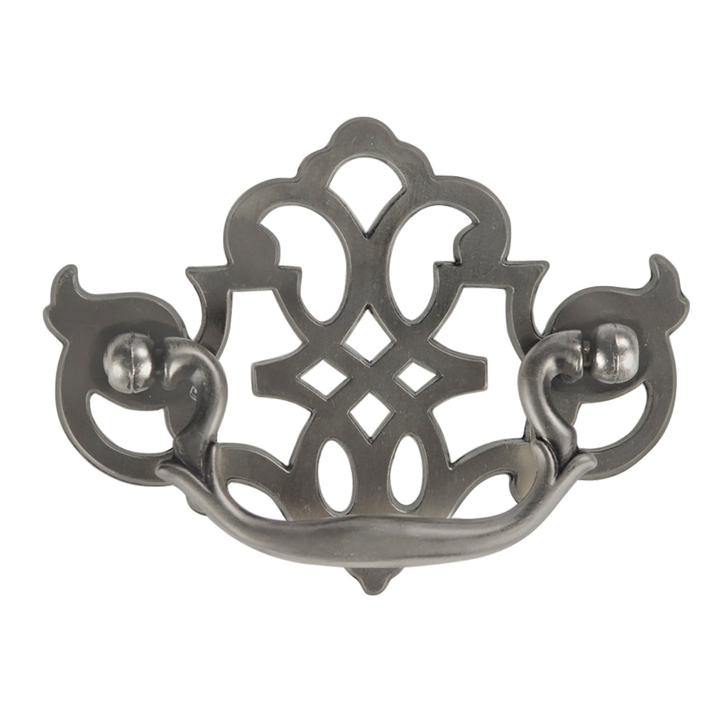 Manor House Backplate Pull 3 Inch Center to Center Silver Stone Finish