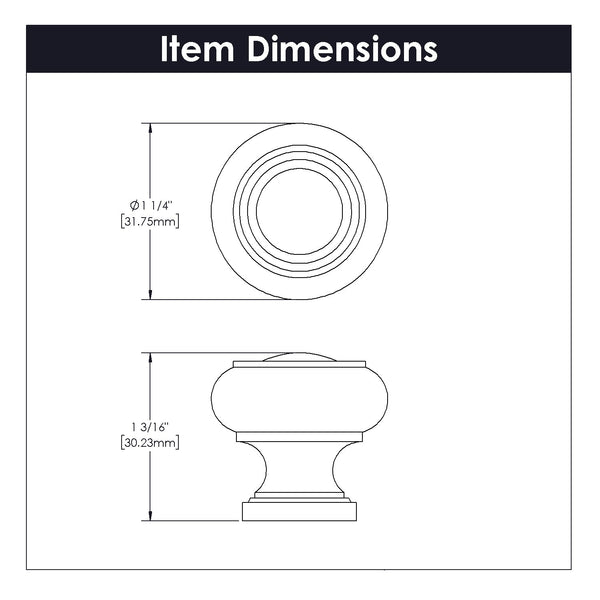 Cottage Knob 1-1/4 Inch Diameter Chrome