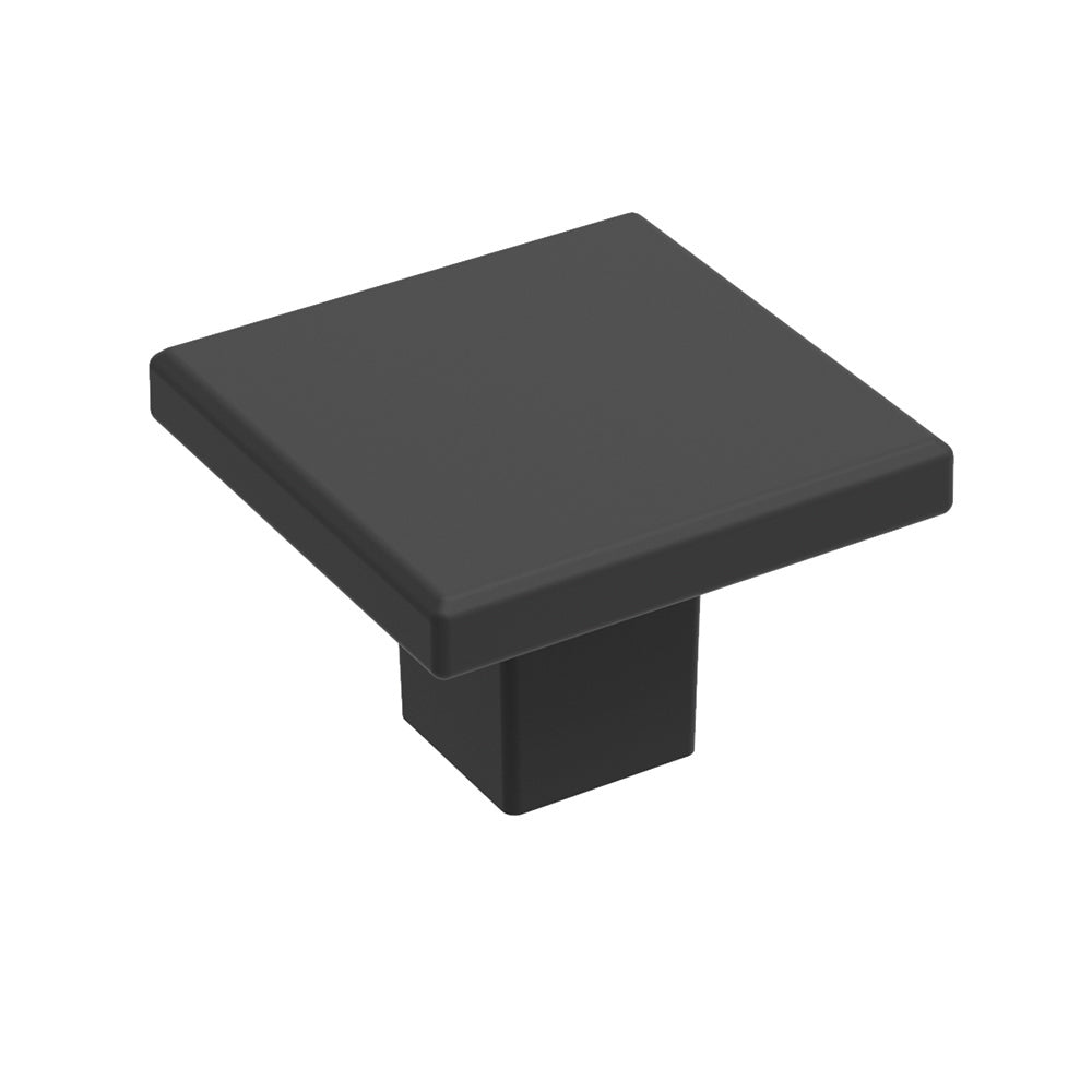 Worthington Knob 1-3/16 Inch Square Matte Black Finish (10 Pack)