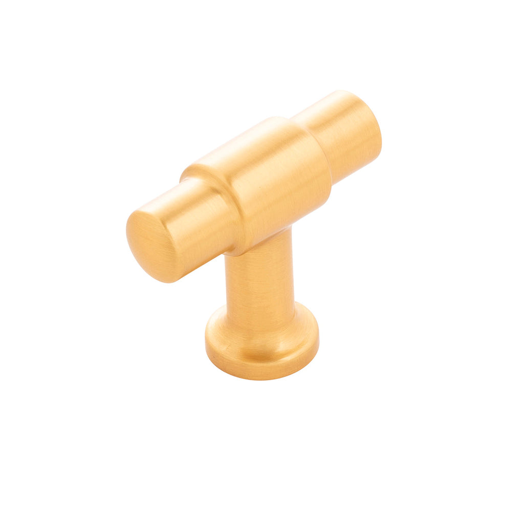 Piper T-Knob 1-5/8 Inch X 5/8 Inch Brushed Golden Brass Finish