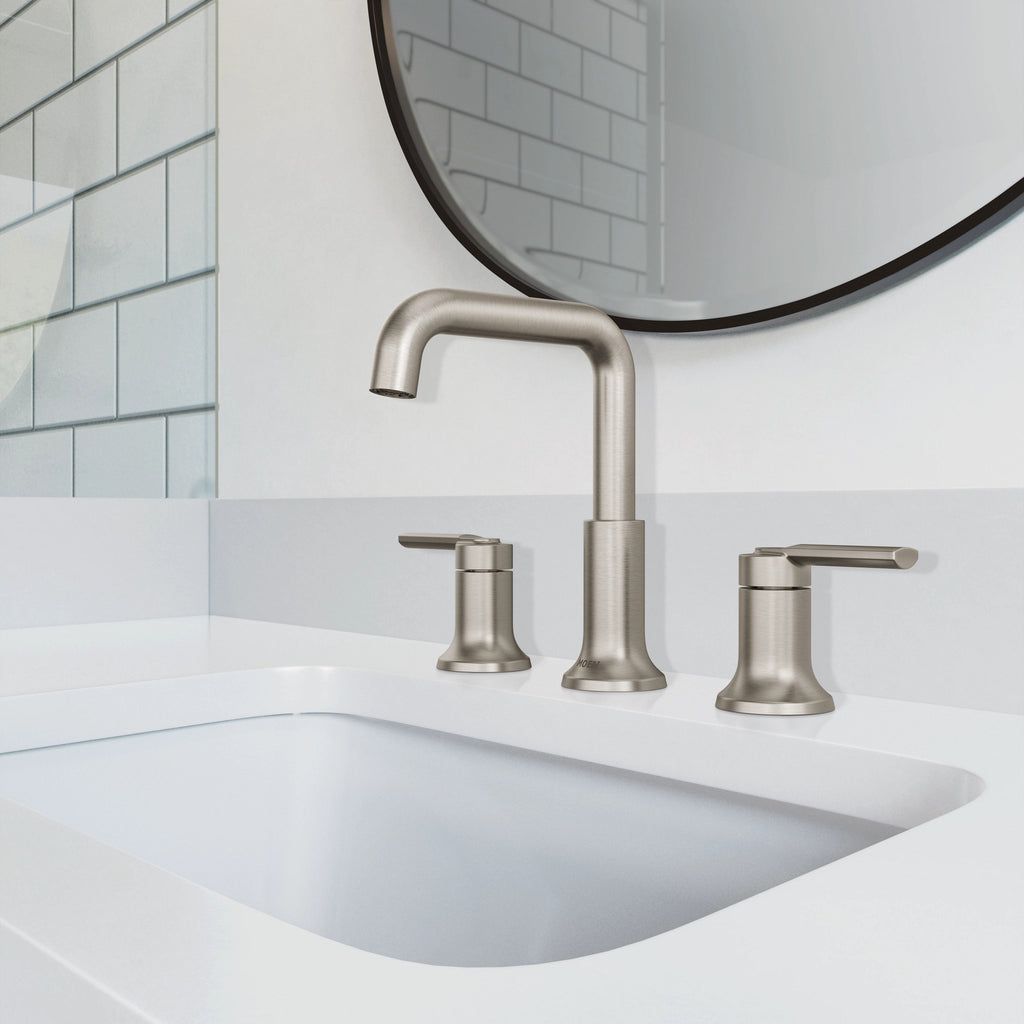 MOEN® Zyla™  Two-Handle Widespread Spot Resist Brushed Nickel High-Arc Bathroom Faucet