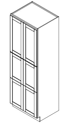 Hampton Pewter 30 in. Wide x 12 in. Deep x 90 in. Tall - Fridge End Shaker Cabinet