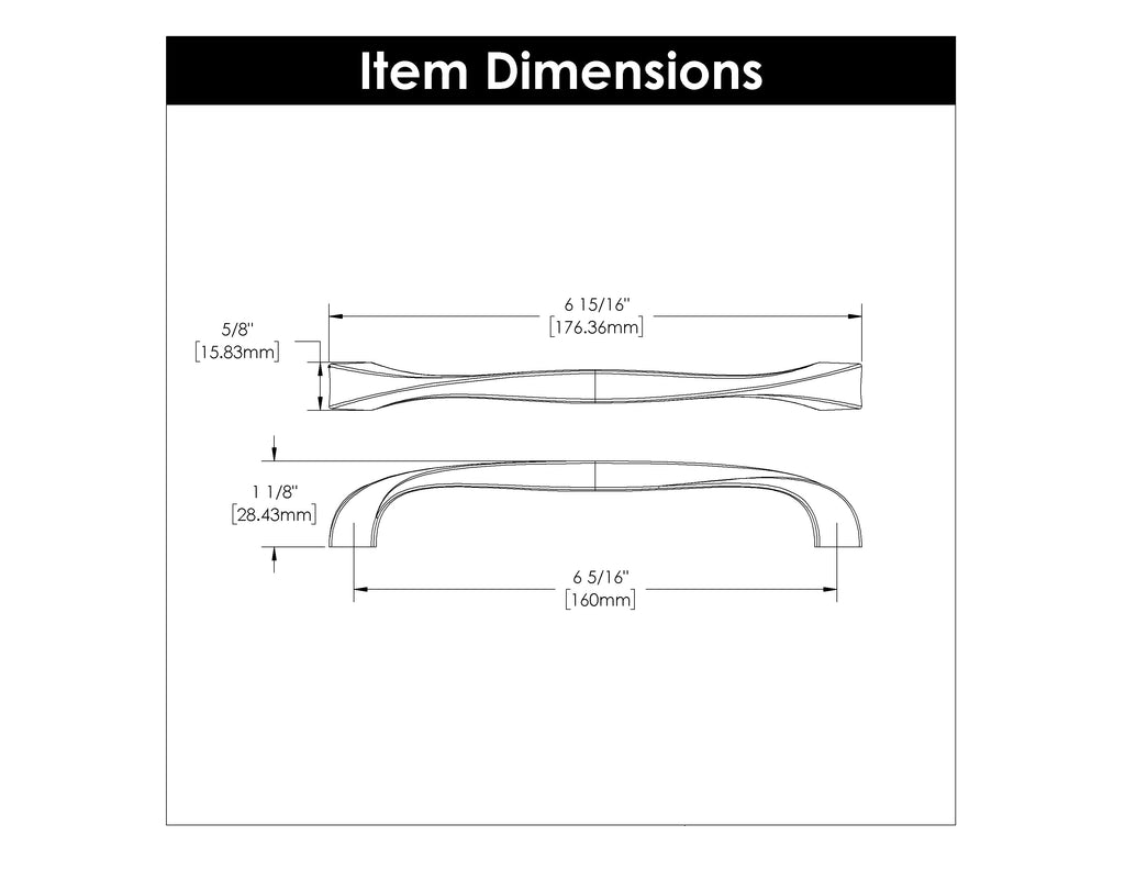 Twist Pull 6-5/16 Inch (160mm) Center to Center Satin Nickel Finish