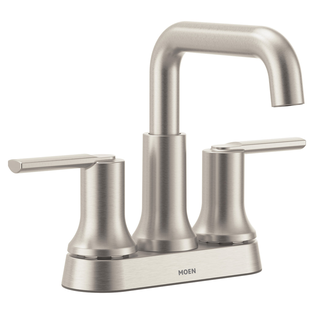 MOEN® Zyla™  Two-Handle Centerset Spot Resist Brushed Nickel High-Arc Bathroom Faucet