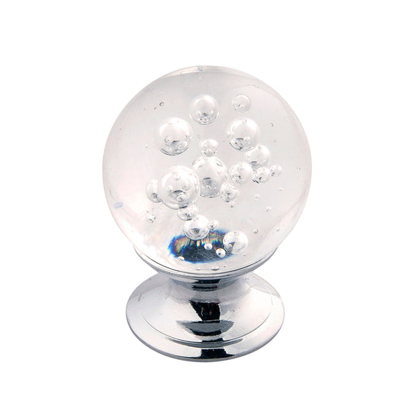 Crystal Palace Knob 1-1/4 Inch Diameter Glass with Chrome