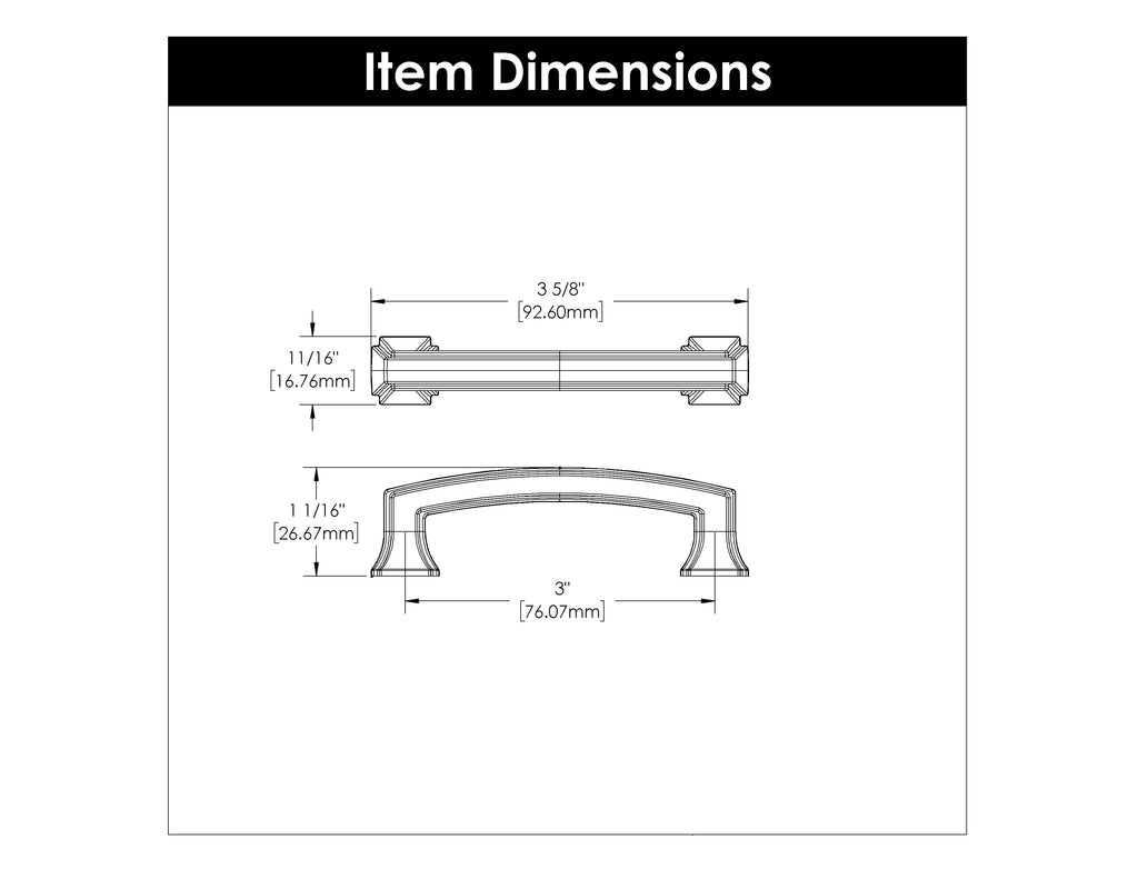 Bridges Pull 3 Inch Center to Center Satin Nickel Finish