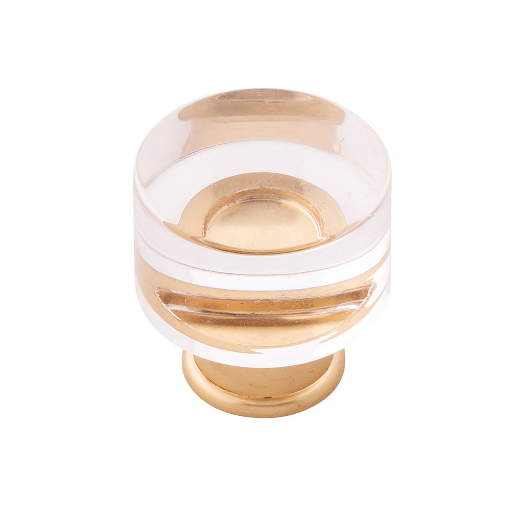 Midway Knob 1-1/4 Inch Diameter Crysacrylic with Brushed Golden Brass Finish
