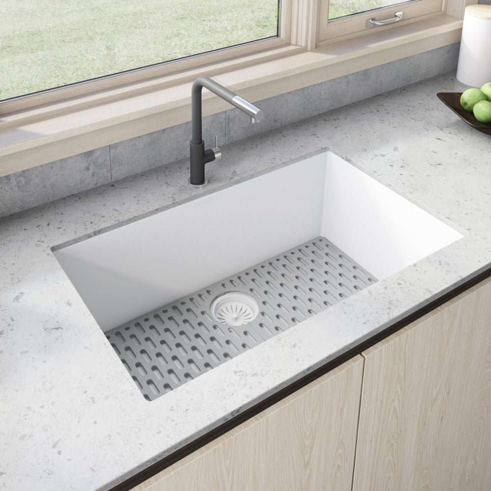 Kitchen Sink Granite Undermount 33x19 Single Bowl Artic White