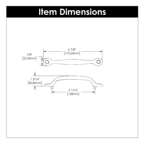 Refined Rustic Pull 5-1/16 Inch (128mm) Center to Center Black Iron
